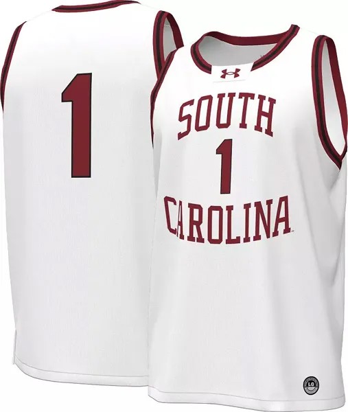 Мужская белая баскетбольная майка Under Armour South Carolina Gamecocks #1