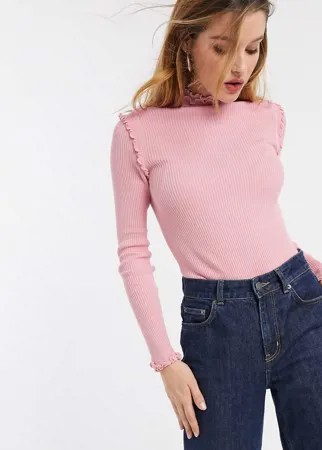 Розовый лонгслив с волнистыми краями River Island