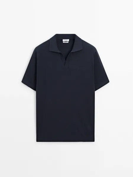 Рубашка-поло с коротким рукавом Massimo Dutti, синий