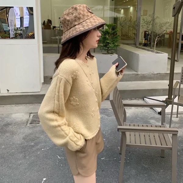 Ленивый стиль Японский винтажный свитер ручной работы на цепочке кардиган