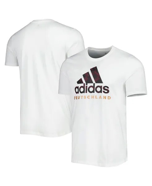 Мужская белая футболка с изображением днк национальной сборной германии adidas, белый