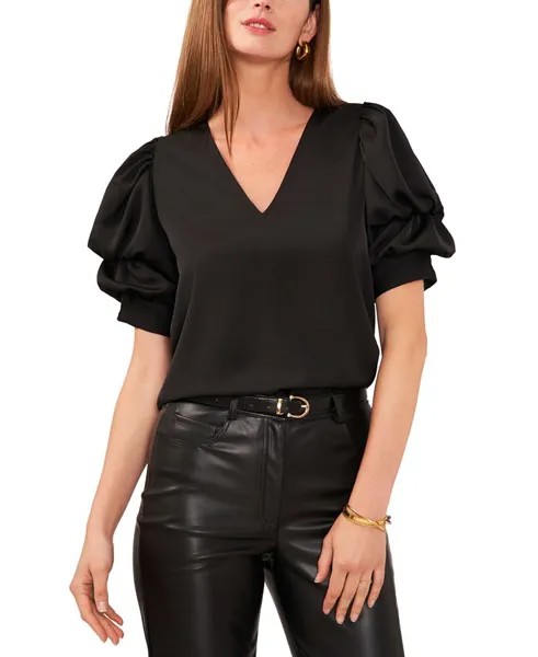 Женская многоярусная блузка с объемными рукавами и v-образным вырезом 1.STATE, черный