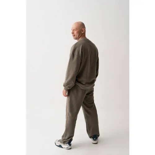 Костюм JAM, свитшот и брюки, повседневный стиль, свободный силуэт, пояс на резинке, карманы, размер M, зеленый, хаки