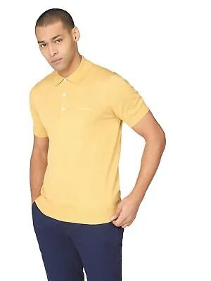 Ben Sherman Signature Knitted Polo T-Shirt Mens Yellow Sportswear Casual Top