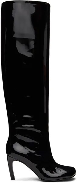 Черные высокие сапоги с покрытием Dries Van Noten