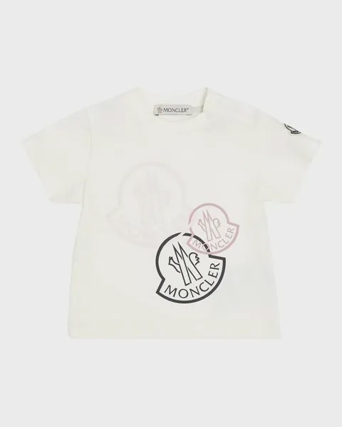 Трехцветная футболка с логотипом Bell для девочек, размер 6M-3 Moncler, цвет Natural