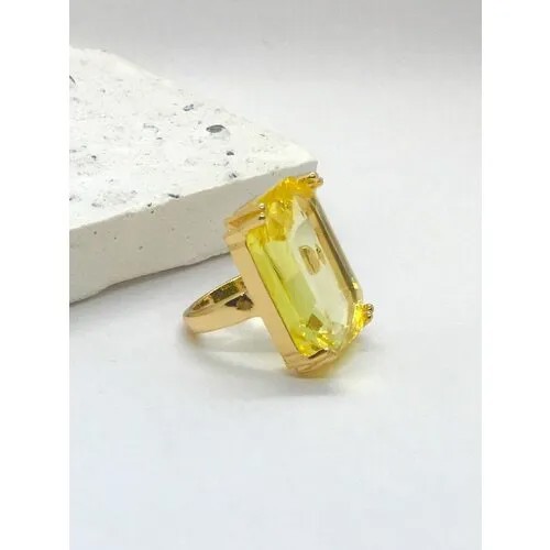 Печатка ( Verba ) кольцо с крупным кристаллом, кристалл, желтый