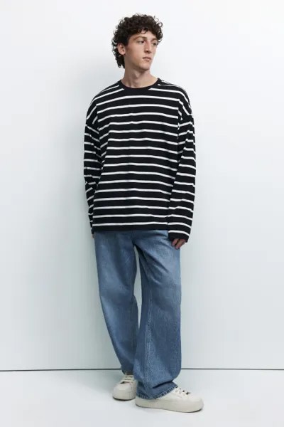 Лонгслив oversize хлопковый с принтом в полоску