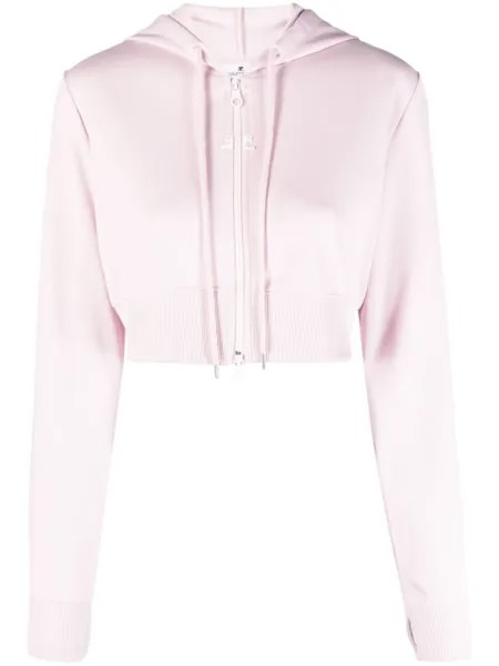 Courrèges укороченное худи с нашивкой-логотипом, розовый