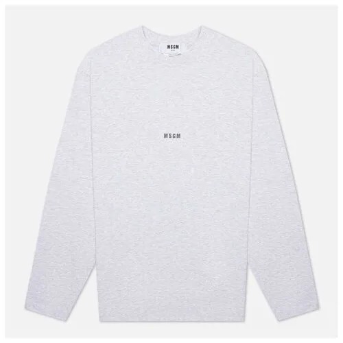 Мужской лонгслив MSGM Micrologo Basic Crew Neck серый , Размер L