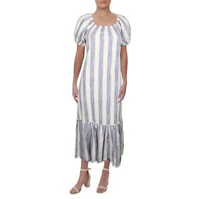 Женское дневное платье миди в полоску цвета слоновой кости Tory Burch XS BHFO 1379