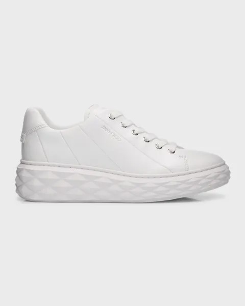 Кожаные низкие кеды с бриллиантами Jimmy Choo, цвет White