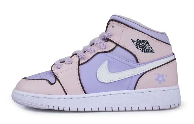 Кроссовки Air Jordan 1 Vintage Basketball Shoes Women's High-top Purple/Pink/White, фиолетовый