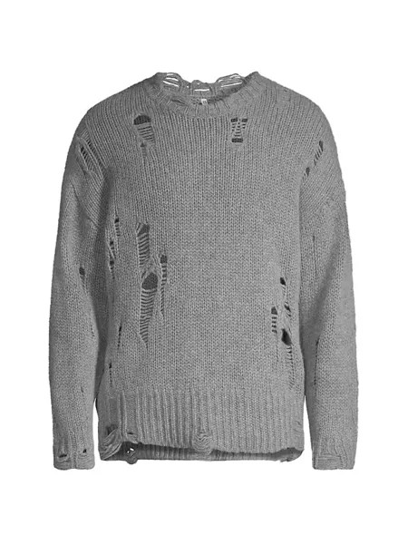 Кашемировый свитер оверсайз с потертостями R13, цвет charcoal