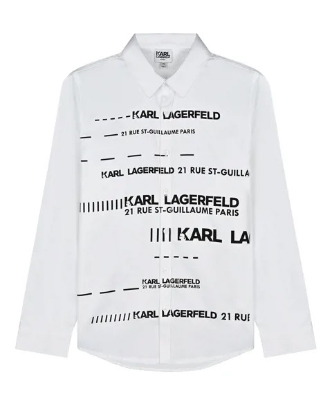 Белая рубашка с черным логотипом Karl Lagerfeld kids детская
