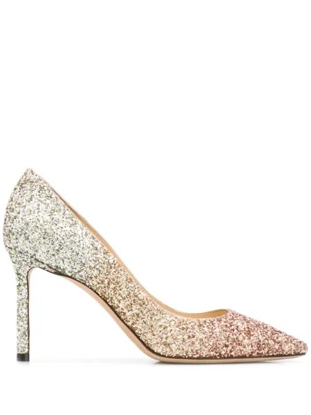 Jimmy Choo туфли-лодочки Romy 85 с блестками, золотистый