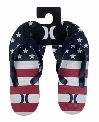 НОВЫЕ мужские шлепанцы Hurley USA с флагом, шлепанцы, стринги, синие, красные, HFS0026-411