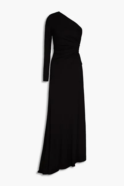 Платье из джерси с вырезом на одно плечо HALSTON, черный