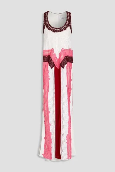 Платье макси из кружева со вставками из джерси Valentino Garavani, белый