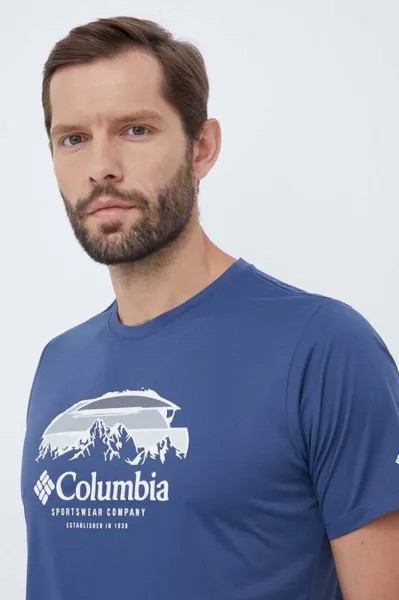 Спортивная футболка для походов Columbia, темно-синий