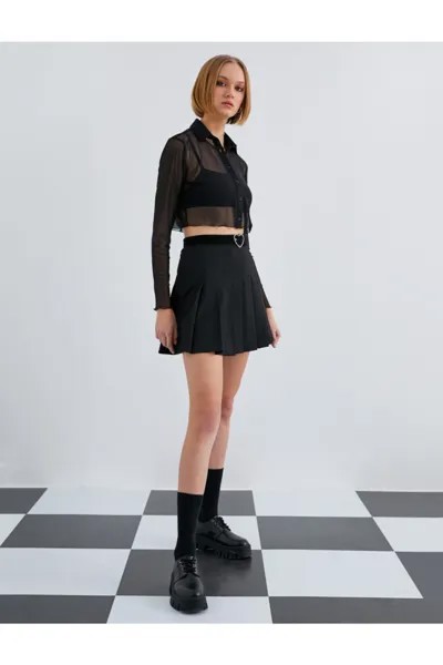 Плиссированная мини-юбка Koton, черный
