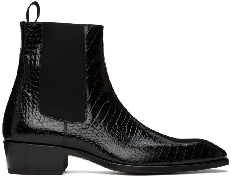 Черные ботинки челси Bailey с крокодиловым принтом Tom Ford