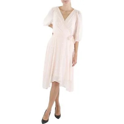 Женское розовое шифоновое платье с запахом металлик DKNY 4 BHFO 2677
