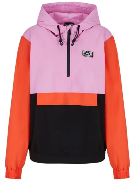 Ea7 Emporio Armani спортивный топ в стиле колор-блок с капюшоном, розовый