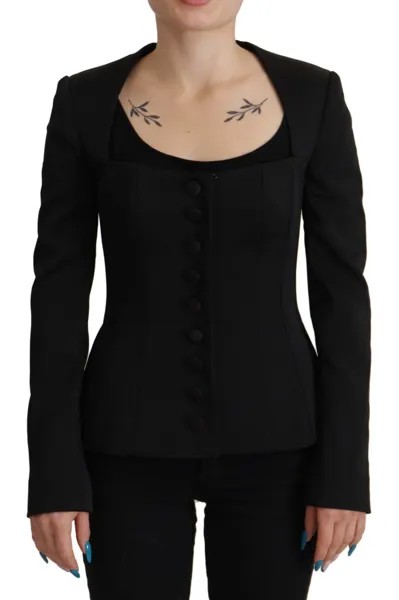 DOLCE - GABBANA Куртка черная приталенного кроя с длинными рукавами и кнопками IT38/US4/XS 3600usd