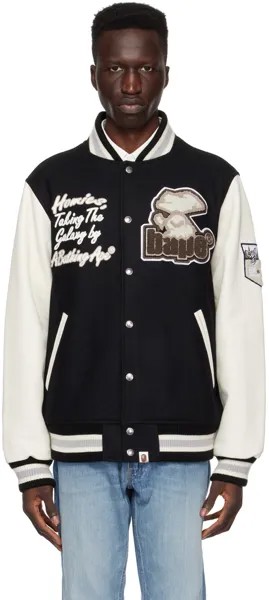 Черно-белый университетский бомбер Bape
