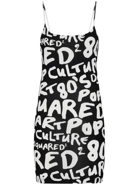 Dsquared2 платье мини с графичным принтом, черный