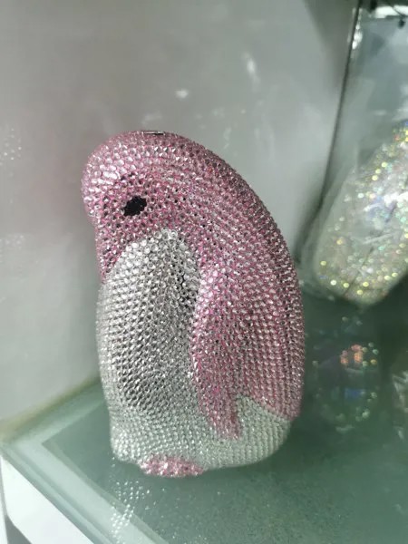 Высококачественный женский клатч в форме пингвина с бриллиантами, Свадебный клатч, женская сумочка с кристаллами, черный, золотой, розовый, ...