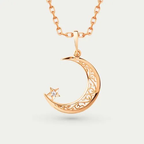 Подвеска GOLD CENTER, красное золото, 585 проба, фианит