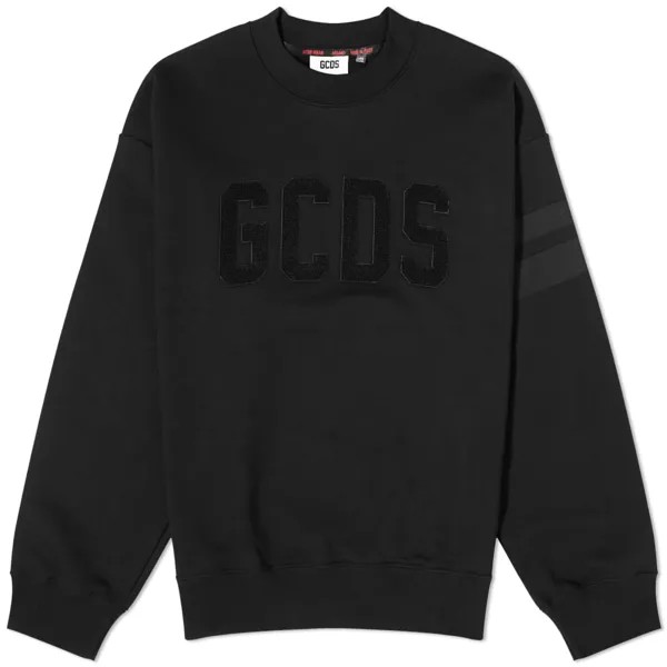 Бархатный свитер GCDS с логотипом, черный