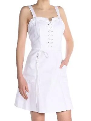 Женское белое платье XOXO с квадратным вырезом выше колена на шнуровке + расклешенное платье M