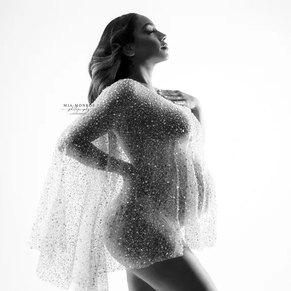 Платье для беременных фотография Реквизит плащ сексуальные прозрачные блестки Украшенные бисером аксессуары