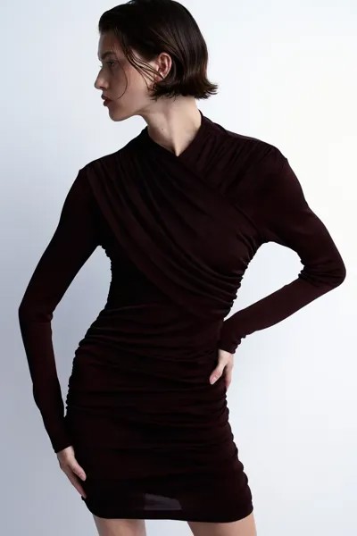 Платье из джерси с драпировкой H&M, бордовый