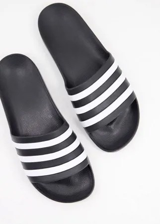 Черно-белые шлепанцы adidas Training Adilette-Черный цвет