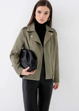 Кожаная куртка женская ZARINA 1123453133 хаки 42