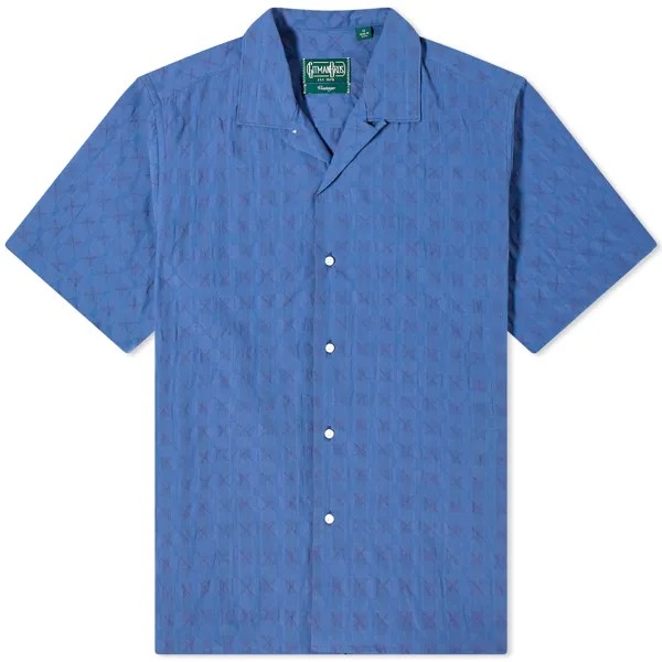 Рубашка Gitman Vintage Japanese Ripple Jacquard Camp Shirt, синий