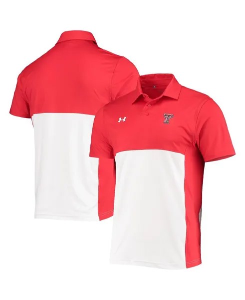 Мужская красно-белая рубашка поло texas tech red raiders 2022 blocked coaches performance Under Armour, мульти