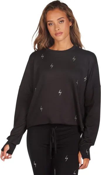 Толстовка Michael Lauren Lucio Crop Sweatshirt with Electric Bolt Crystals, черный