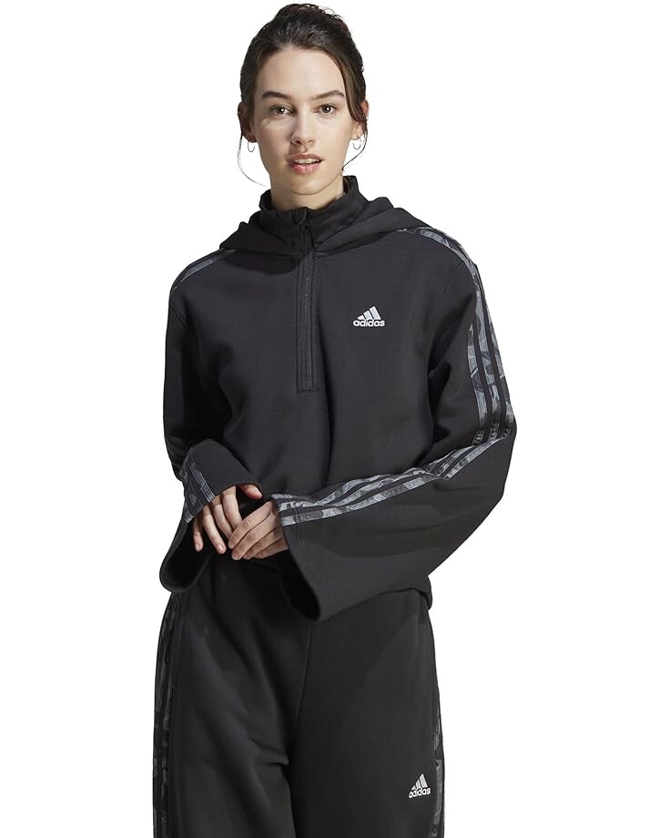 Худи adidas Floral Graphic 3-Stripes Fleece, черный