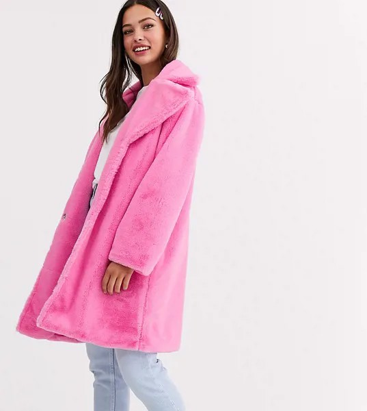 Oversize-пальто из искусственного меха Daisy Street-Розовый