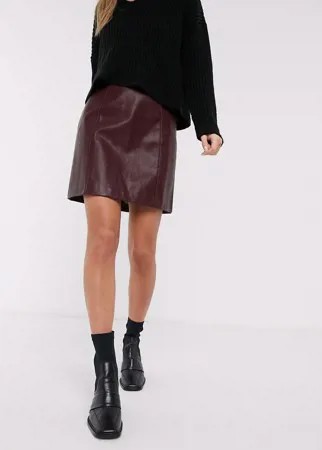 Бордовая мини-юбка из искусственной кожи New Look-Красный