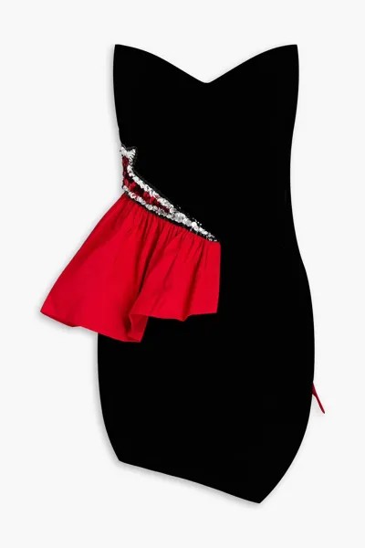 Асимметричное бархатное платье мини с декоративными вставками Alexandre Vauthier, черный