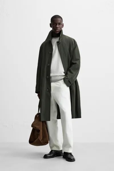 Технический тренч свободного кроя ZARA, хаки
