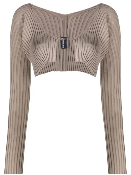 Jacquemus укороченный кардиган с логотипом, нейтральный цвет