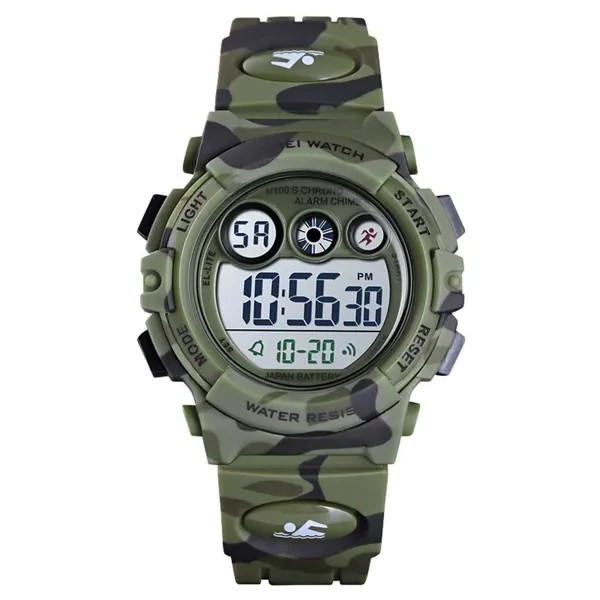 Часы наручные мужские с будильником, спортивные водонепроницаемые, в стиле милитари, светодиодный дисплей, цифровые камуфляжные