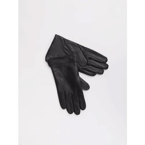 Утеплённые кожаные перчатки на флисе, цвет Черный, размер L